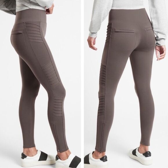 Athleta High Rise Delancy Moto Tight Legging Coffee House Size S #598323 - Picture 1 of 10